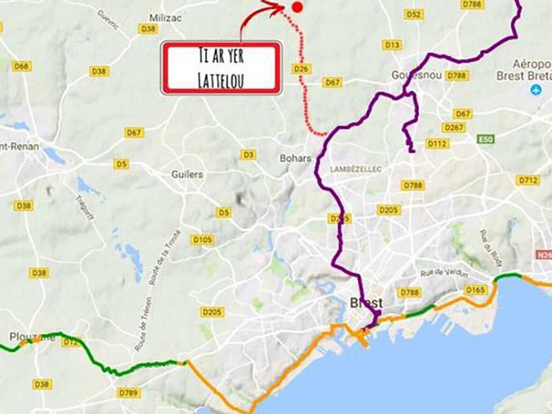 Un itinéraire de liaison relie Brest à la partie nord de la véloroute La Littorale et passe à 4km du gîte, une étape méritée pour les cyclistes.
